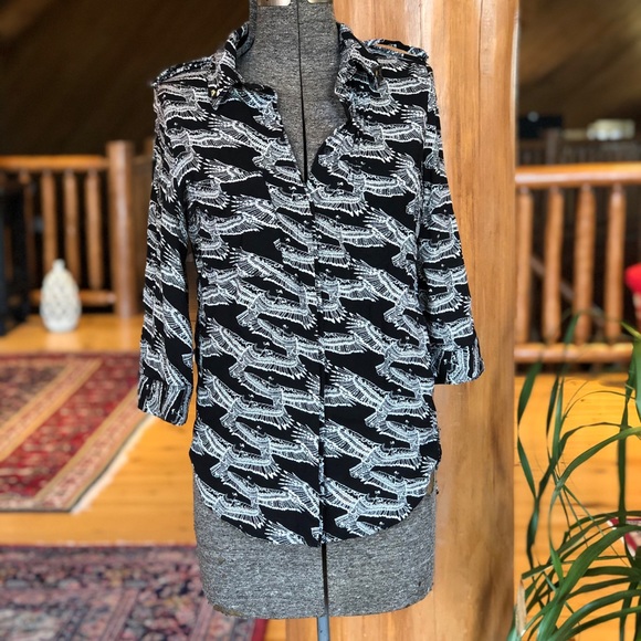 Printed blouse with pocket - Picture 2 of 5